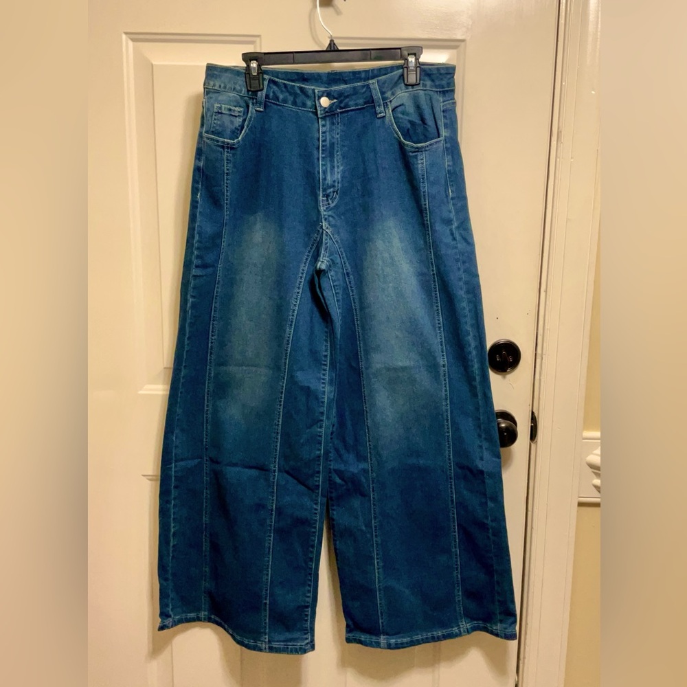 Plus size wide leg jeans